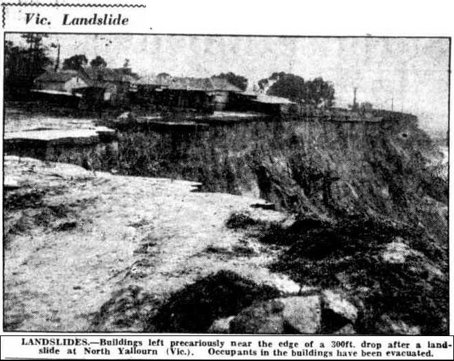 FROM THE NEWSPAPERS 1950 Landslide at Yallourn North Makes Front Page News www